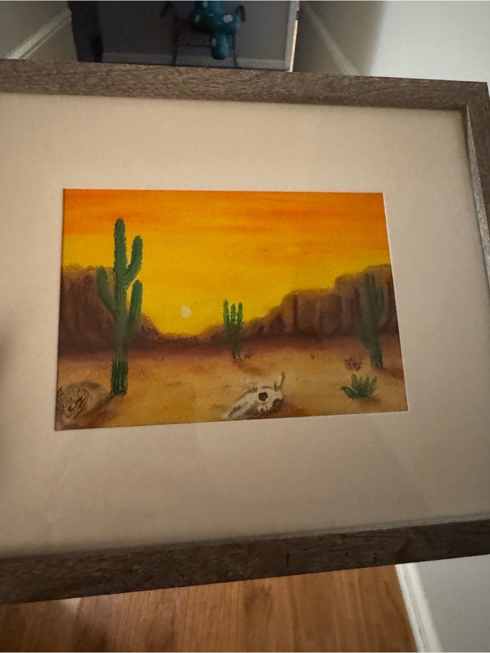 Desert Sunset Cactus Wall Art - Framed Home Art in Yellow and Green